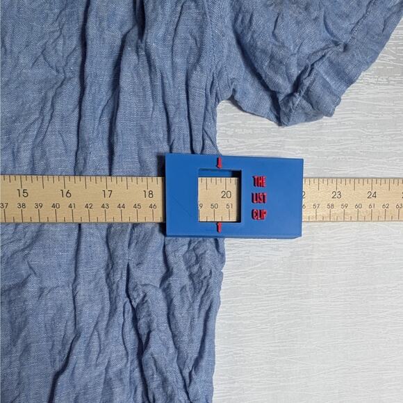 J. Crew Linen Button Down Shirt Mens Large Blue Short Sleeve Shirt - Picture 5 of 5